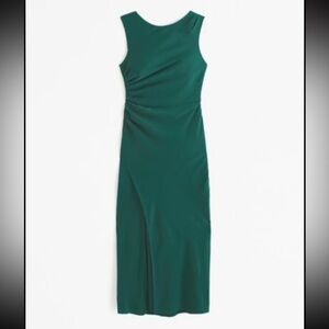 NWT Abercrombie Womens Draped High-Neck Shell Midi Dress in Green XL